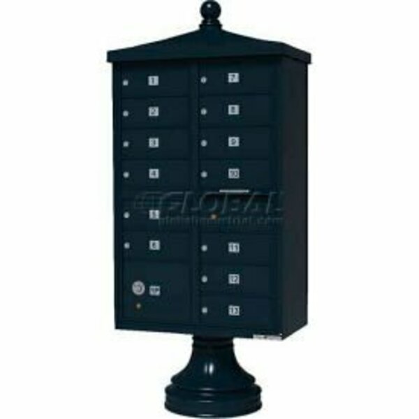 Florence Mfg Co Vital Cluster Box Unit w/Vogue Traditional Accessories, 13 Unit & 1 Parcel Locker, Black 1570-13V2BK